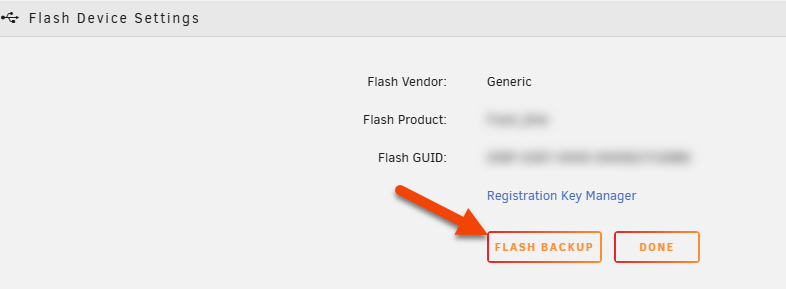 WebGUI 中的启动设备备份控件